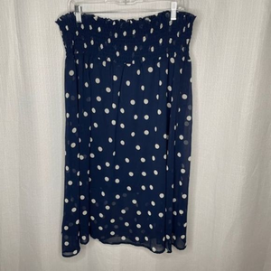 Adrianna Papell Navy Blue Polka Dot Overlay Skirt‎